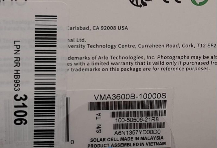 Arlo Solar Panel Charger VMA3600B-10000S Black Arlo Essential Camera Sealed New
