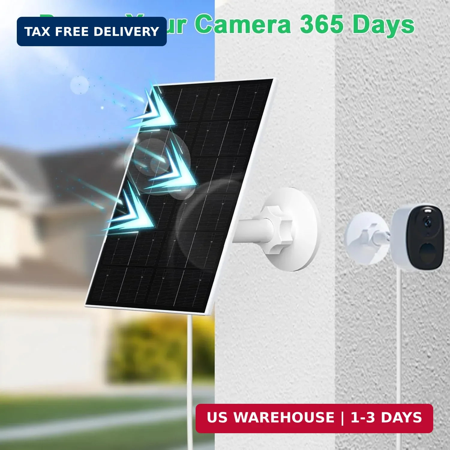 FUTUREZEN 4W Solar Panel for Security Camera, Type-C/Micro USB Solar Charger for