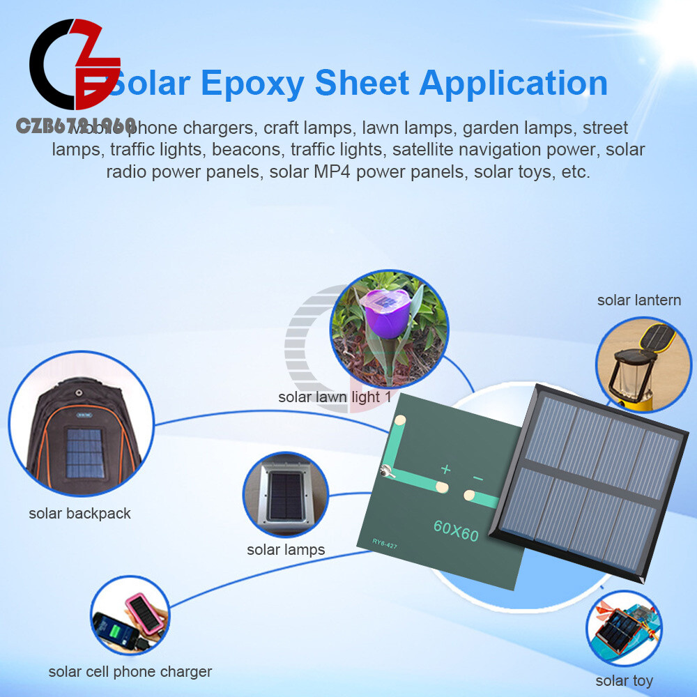 Mini Mono Solar Panel Small Solar Cell PV Module Charger 0.5V/2V/5V/6V/9V/12V