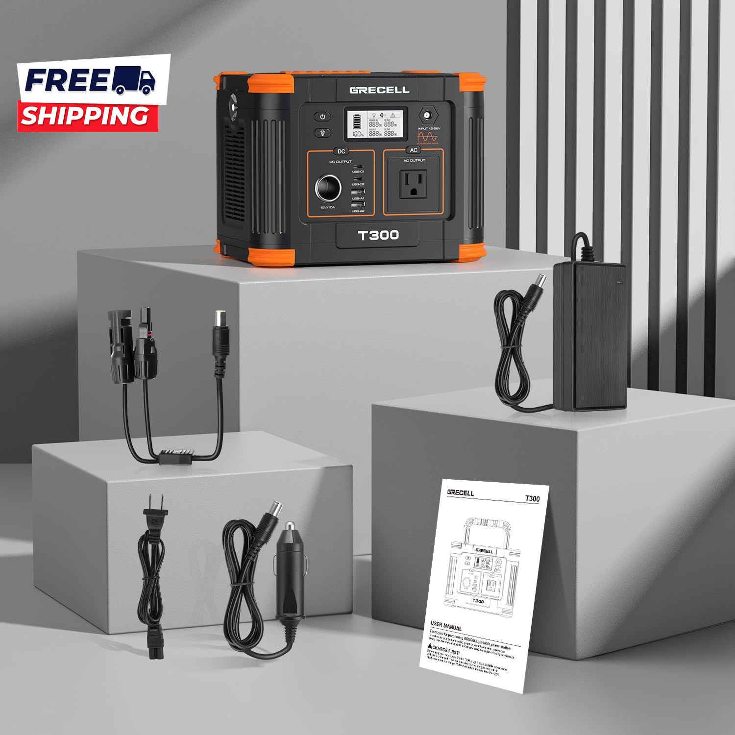 Portable Power Station 300W 230.88Wh Solar Generator with 60W USB-C PD Output