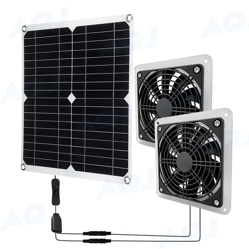 30W Solar Panel Exhaust Fan Kit for Chicken Coops Greenhouses Sheds Pet Houses