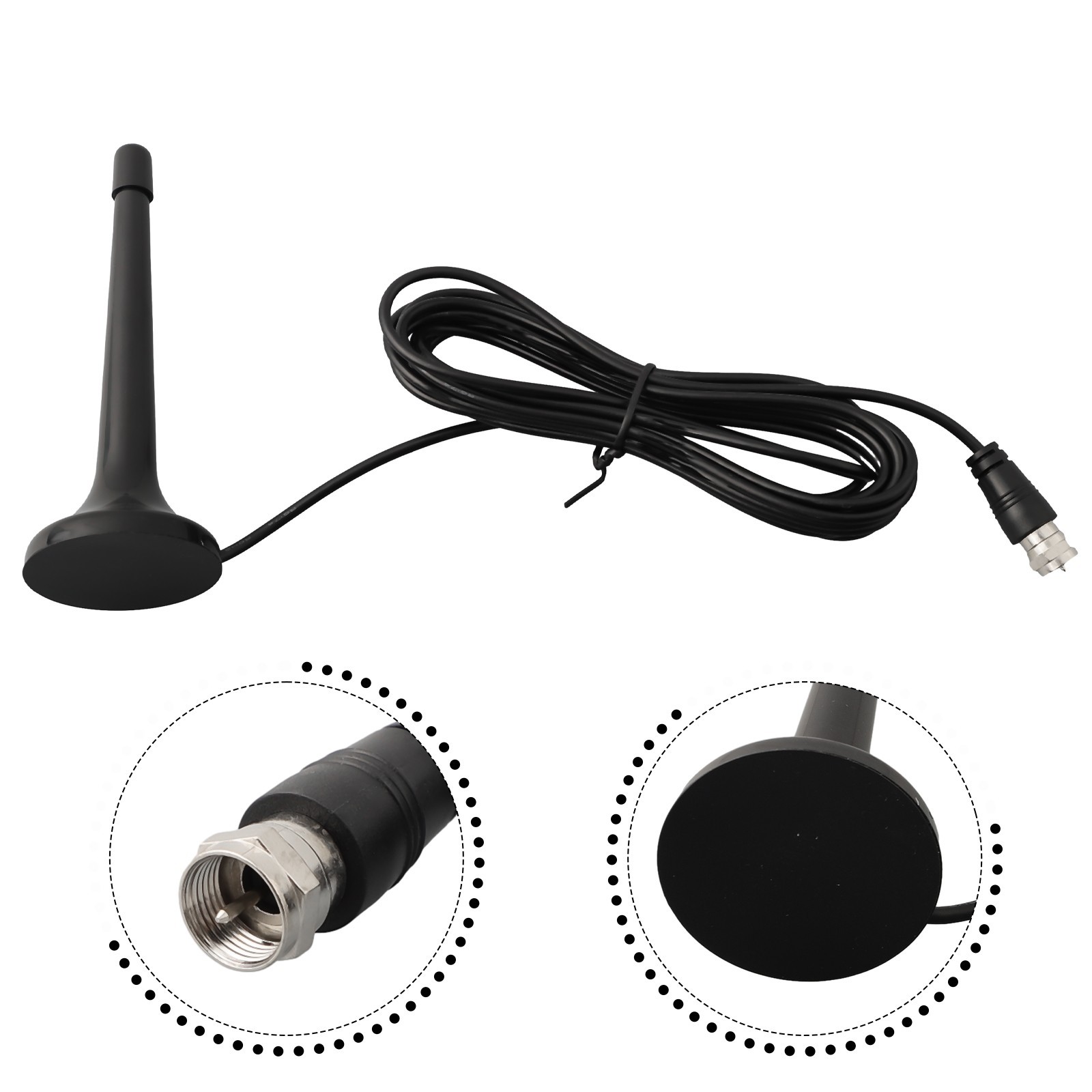 Telescopic Antenna for FM Radio with Magnetic Base and Coaxial Cable 3meters