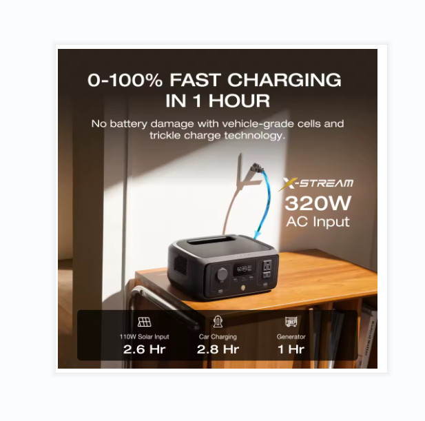 320W Portable Power Station | 1 Hour Fast Charge | GaN Tech | Solar & AC Input