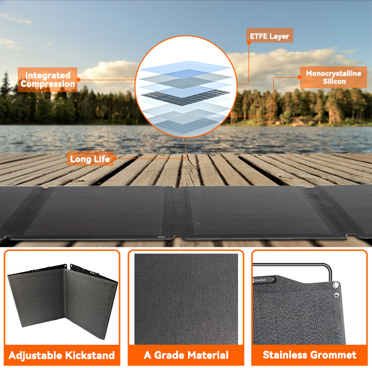 Flashfish E200 Portable Power Station Li-ion 200W 151Wh With Solar Panel 60W 18V