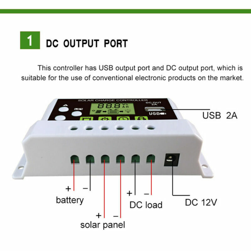 Solar Panel Battery Regulator Charge Controller PWM 10A/20A/30A Data Recording