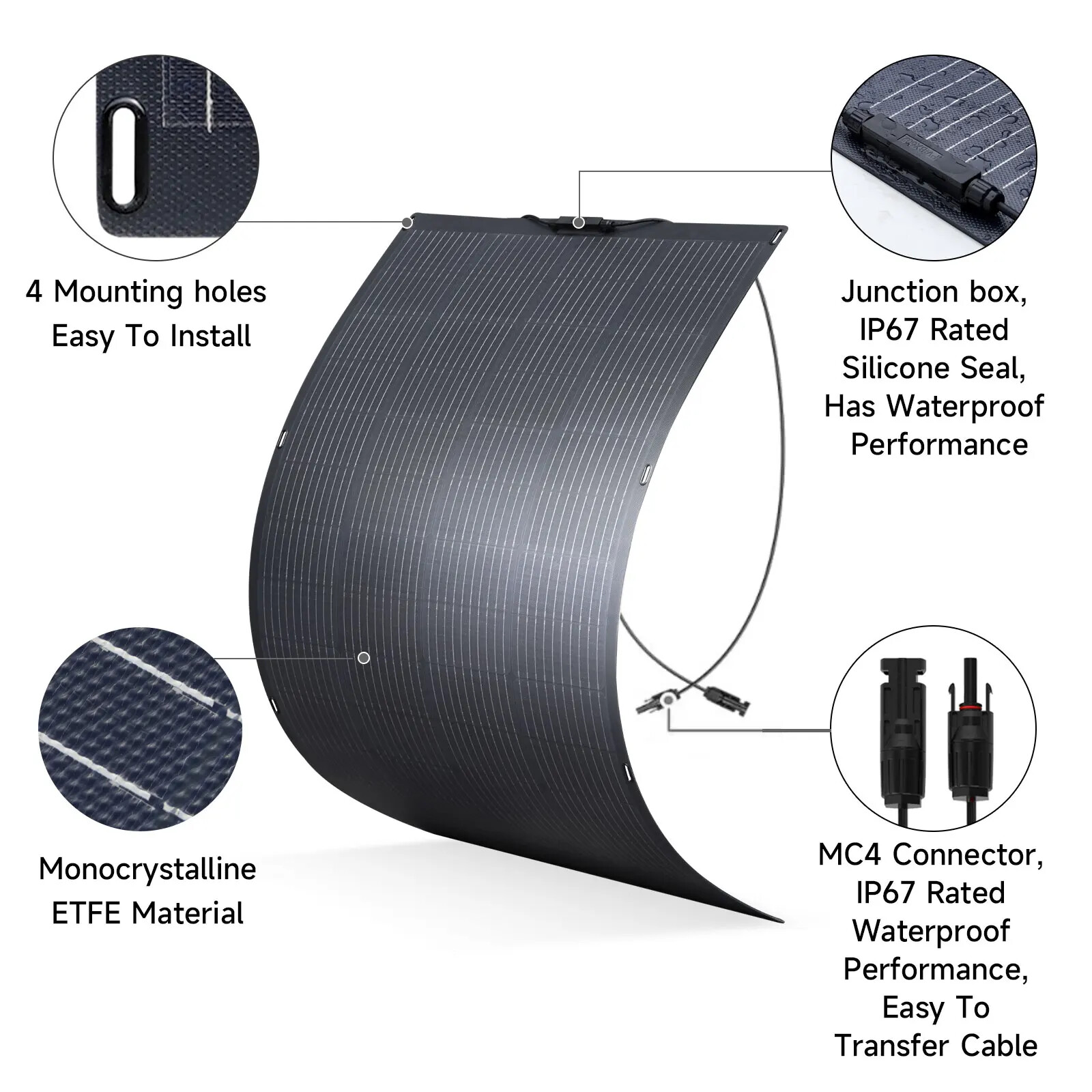Balcony Power Plant 200W Flexible Solarpanel IP68 Solar Cell Solar Charger.-