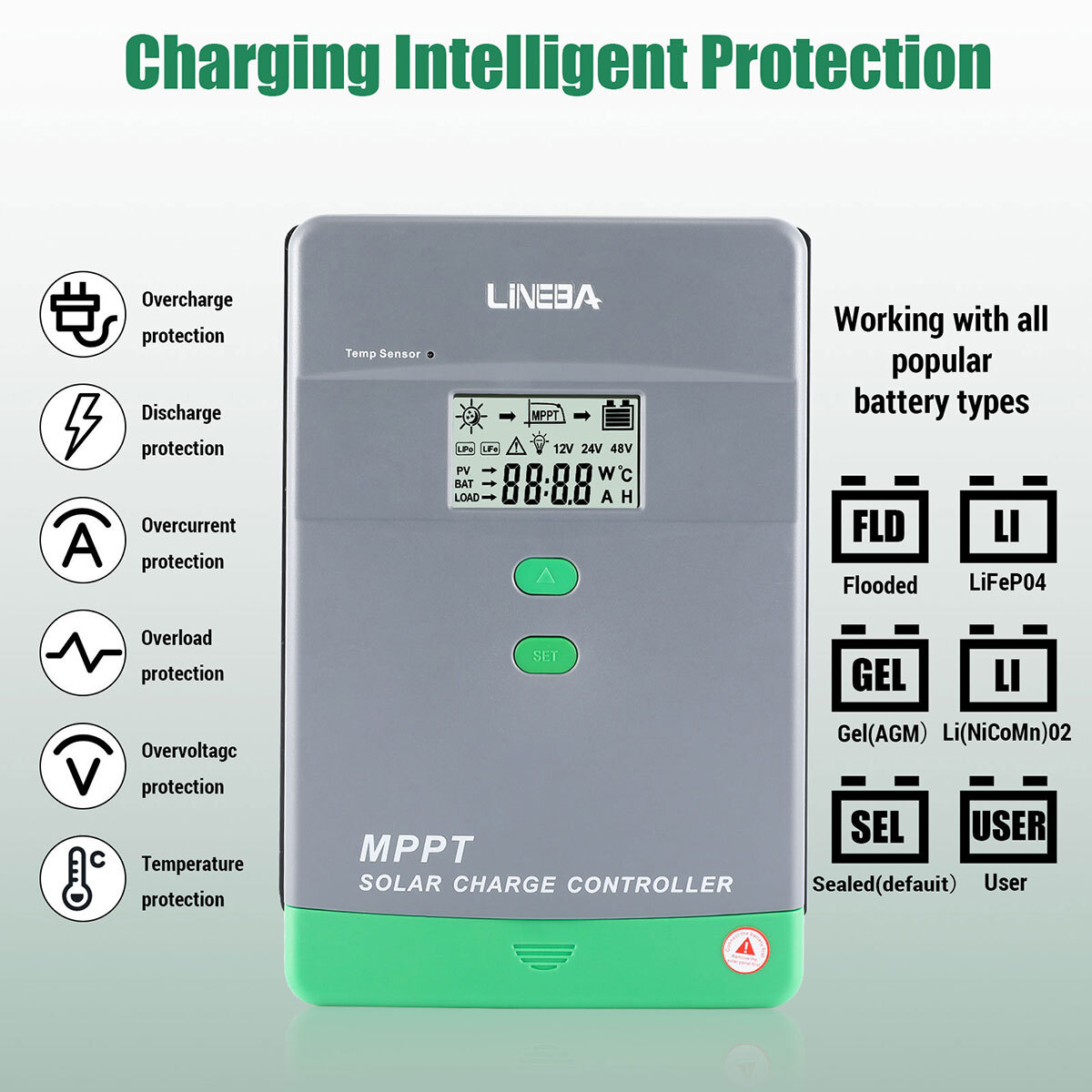 100A AMP MPPT Solar Panel Regulator Charge Controller 12V/24V 1000W/2000W LCD US