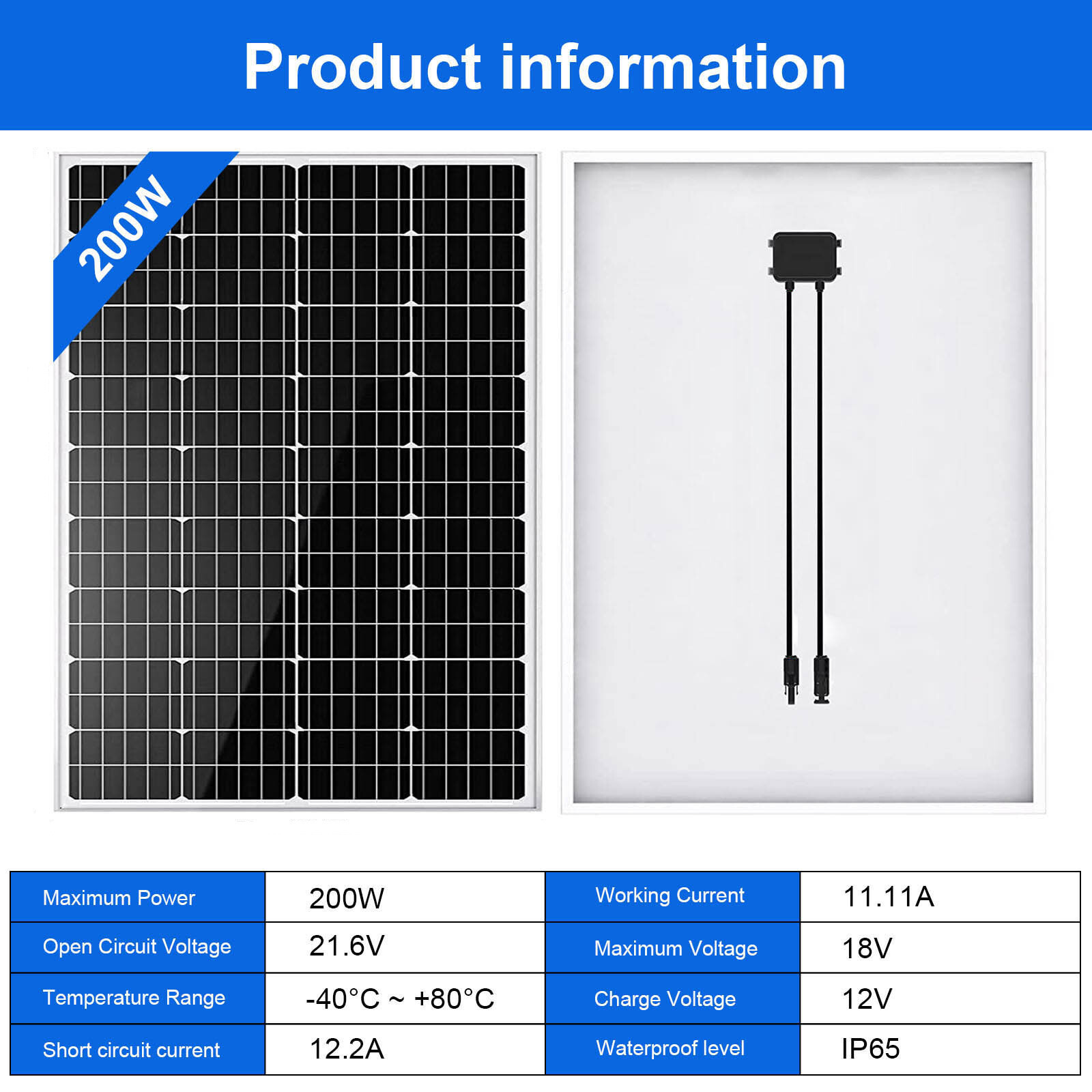 100W 120W 200W 240W 400W Watt Monocrystalline Solar Panel Kit 12Volt for Home RV