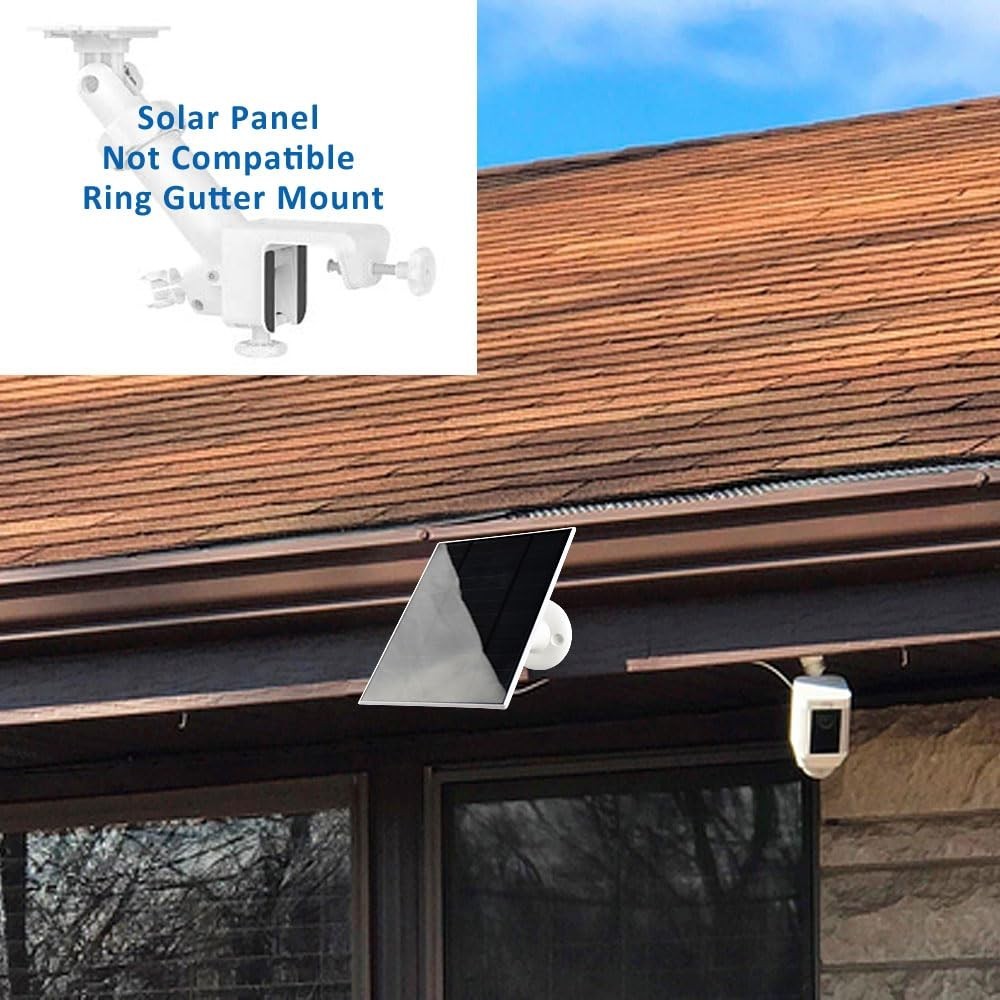 4W Solar Panel Charger for Ring Outdoor Cameras, USB-C Barrel Plug Adapter, 2-Pa