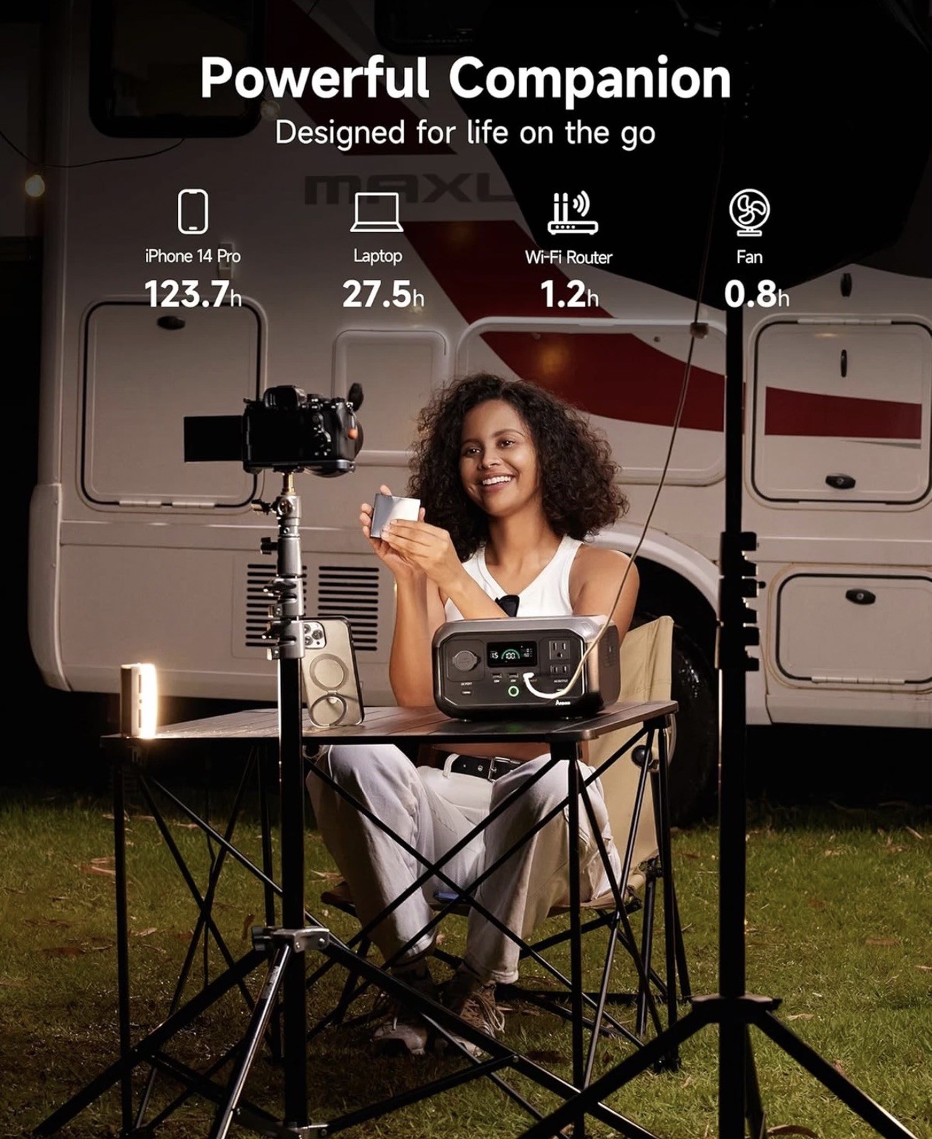 Portable Power Station Andes 300, 266Wh Battery with 300W AC/100W USB-C Output,