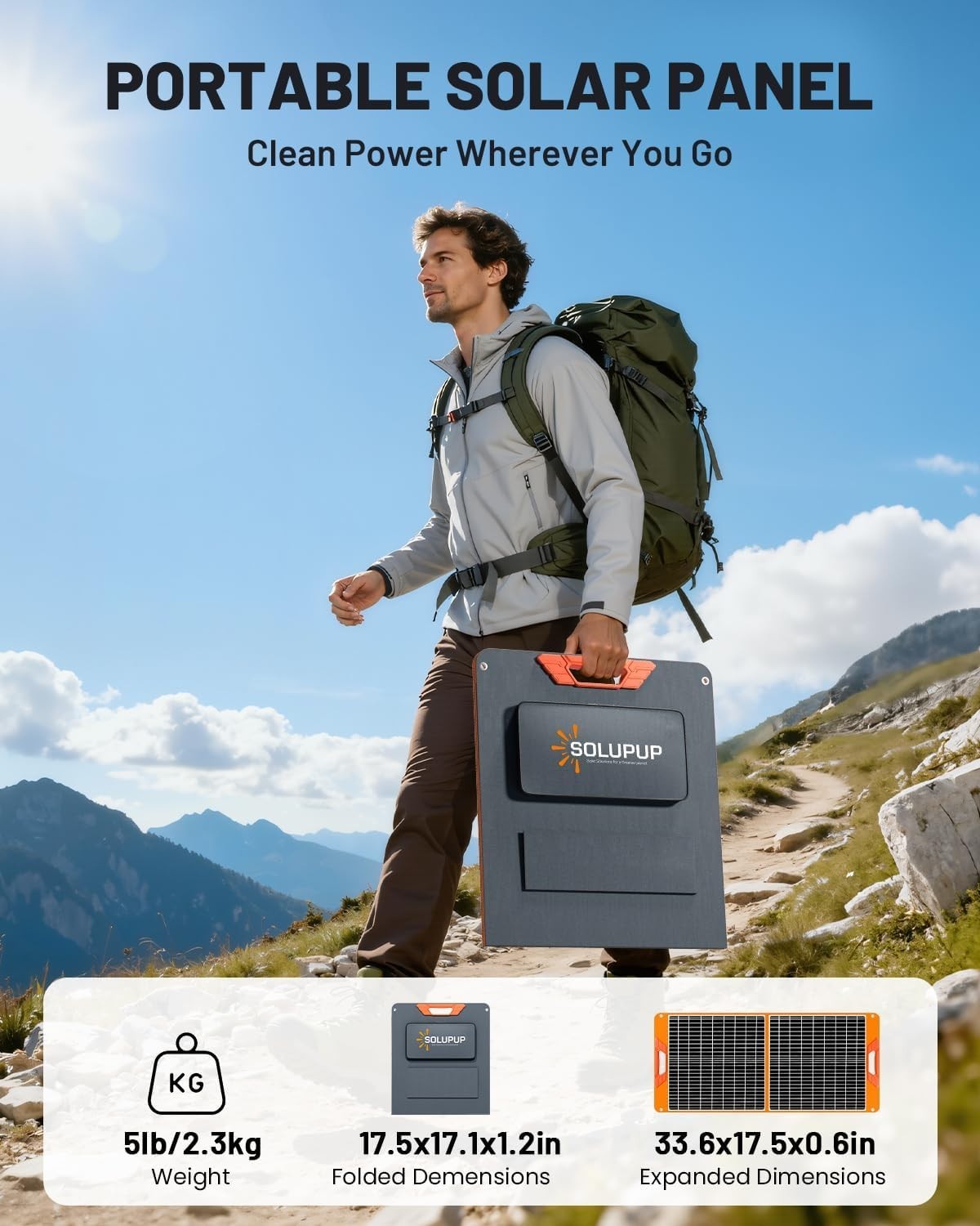 Solupup 60W Portable Solar Panel Charger Foldable For Power Station