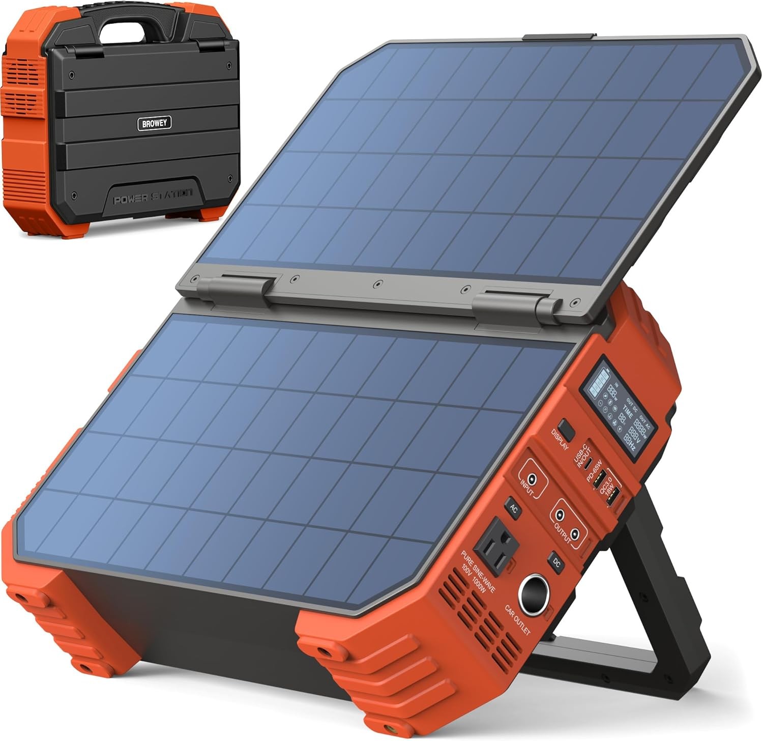 Portable Power Station, 1000W (Peak 2000W) Solar Generator with Built-In Solar P