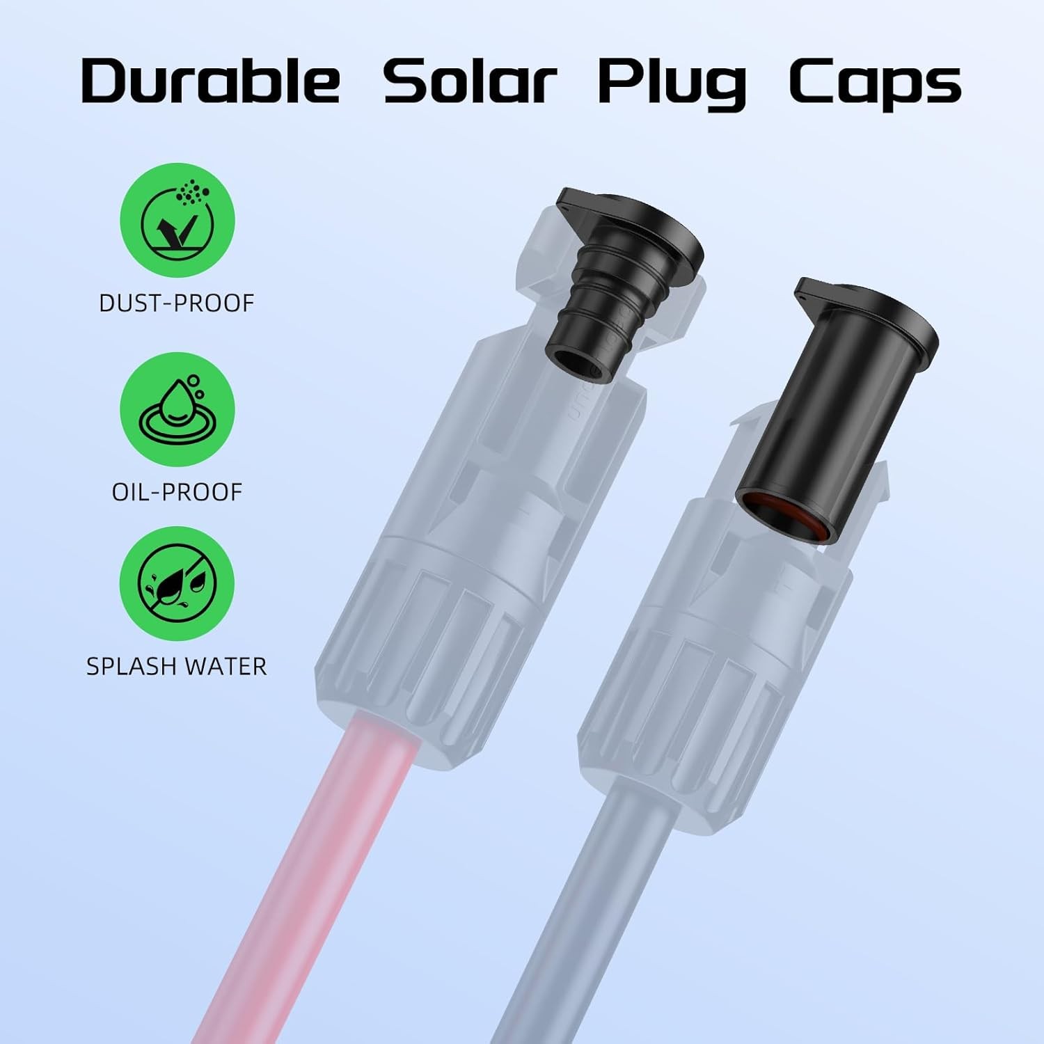 Twelve pairs weather-resistant solar connector caps.