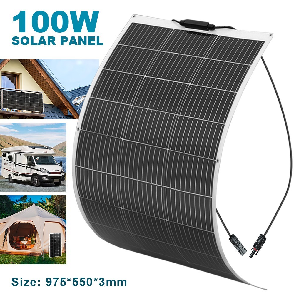 100W Flexible Solar Panel Monocrystalline Bendable RV Boat Camper Off-Grid US