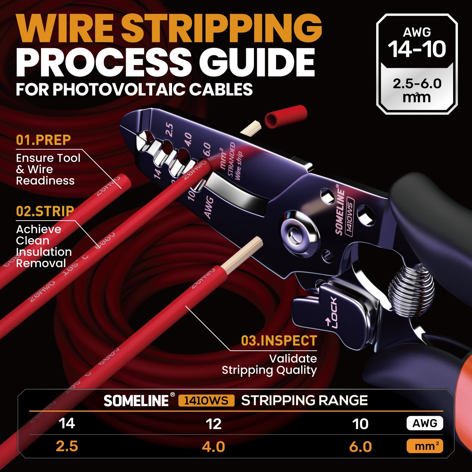 Solar Connector Crimping Tool Kit, 14-10 AWG Crimper for Solar Panel Cables, …