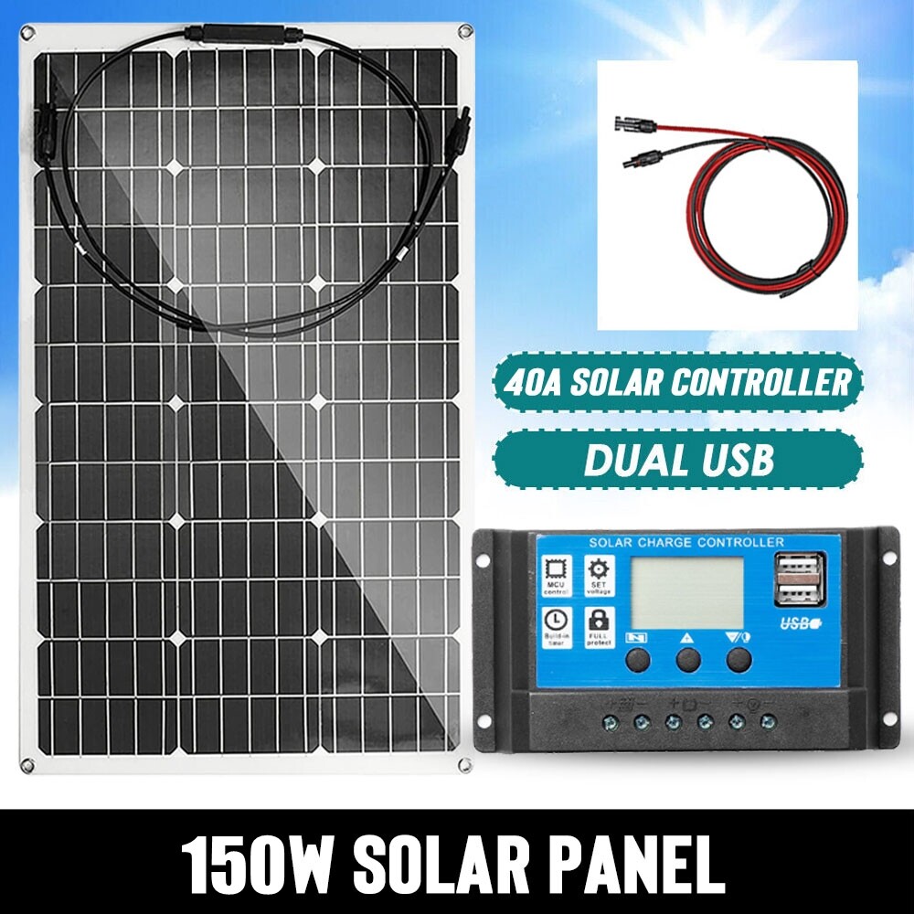 150w Rigid Monocrystalline Solar Panel Kit for Home/RV/Boat/Battery USA SALE