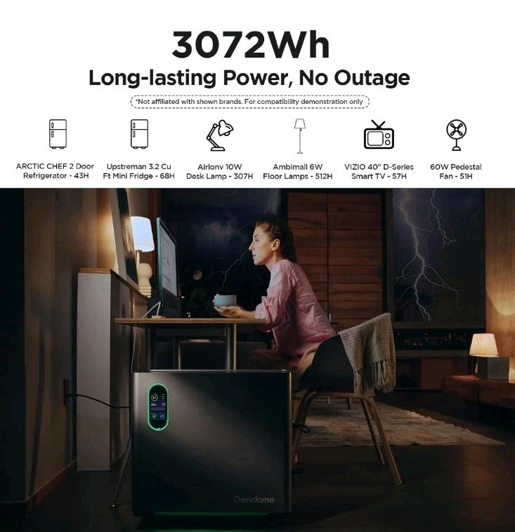 3000W Power Station Power Bettery Supply Off-grid Back-up with Gendome App