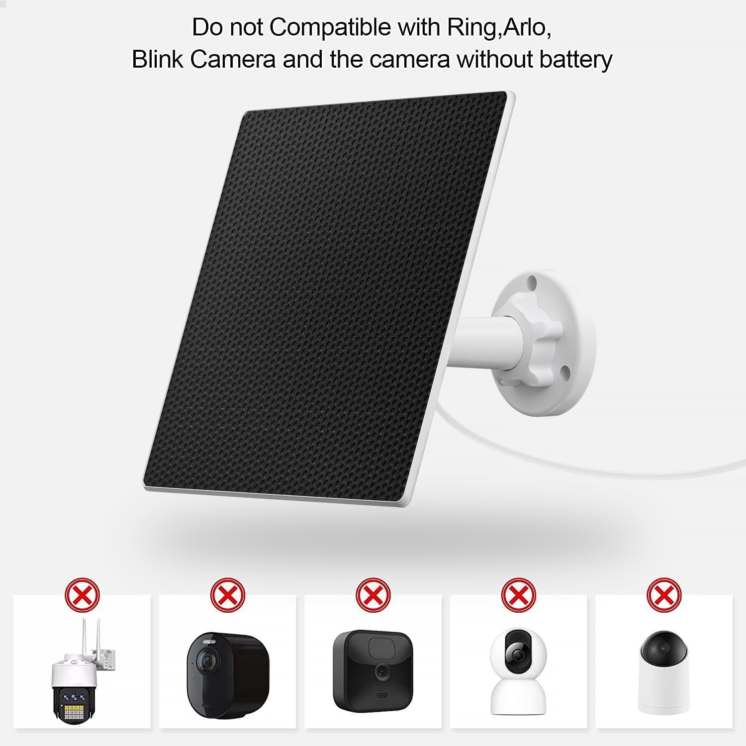 Outdoor Security Camera Solar Panel Charger, 5W, USB C/Micro USB, Waterproof