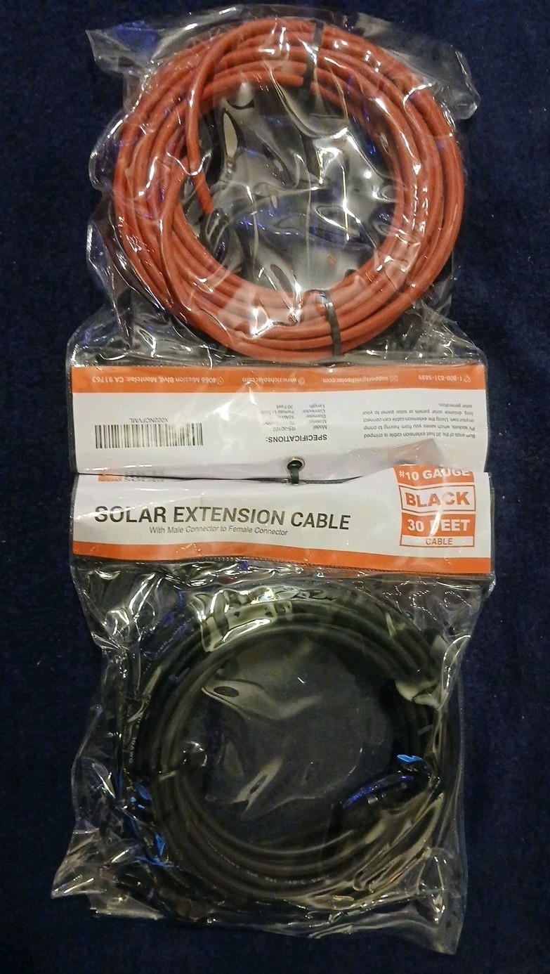 Rich Solar Extension Cables Male to Female 30ft (10 Gauge) RS-30102TC Brand New
