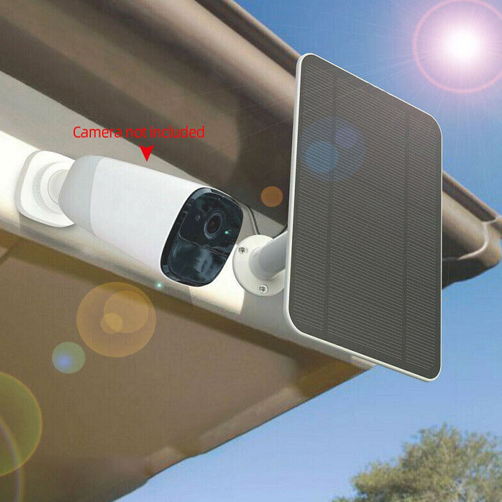 4W 5V Solar Panel for Security Camera with Micro USB Type C Port Battery Charger