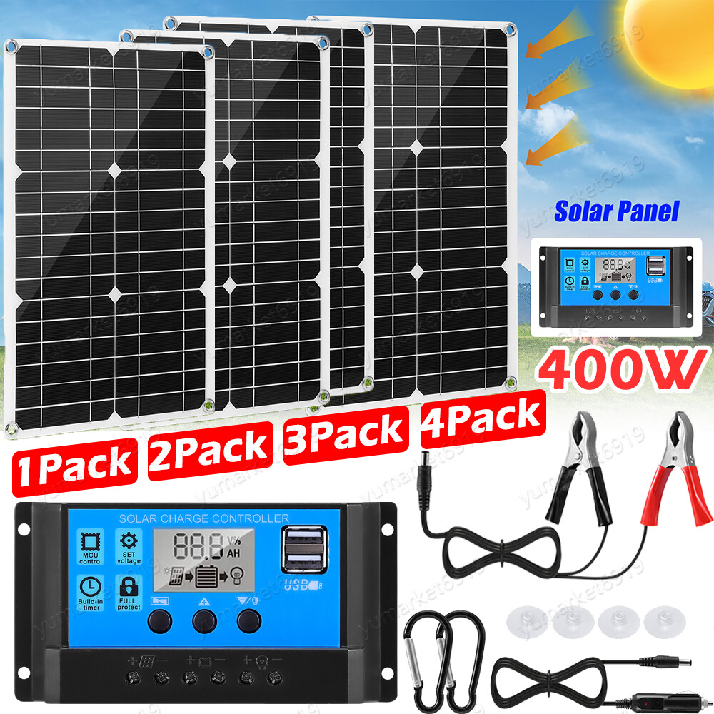 400 Watts Solar Panel Kit 100A 12V Battery Charger w/Controller Caravan Boat LOT
