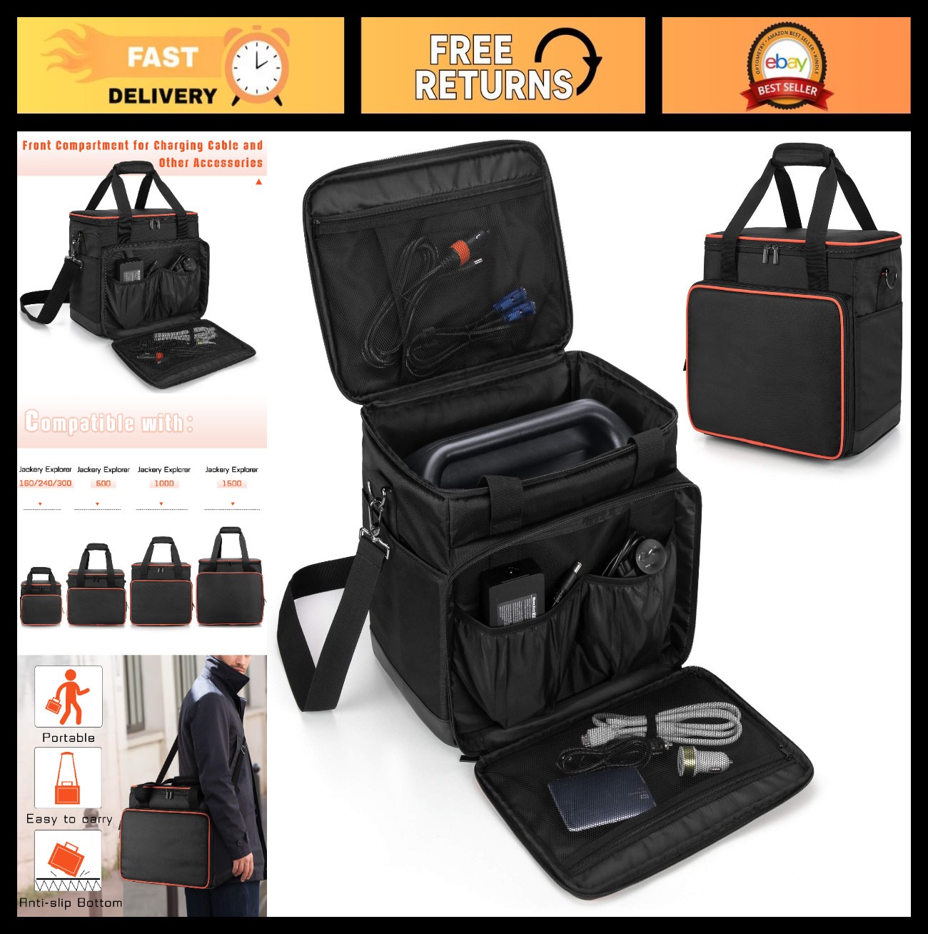 Portable Power Station Carrying Case for Jackery Explorer 1000 – Waterproof, Sto