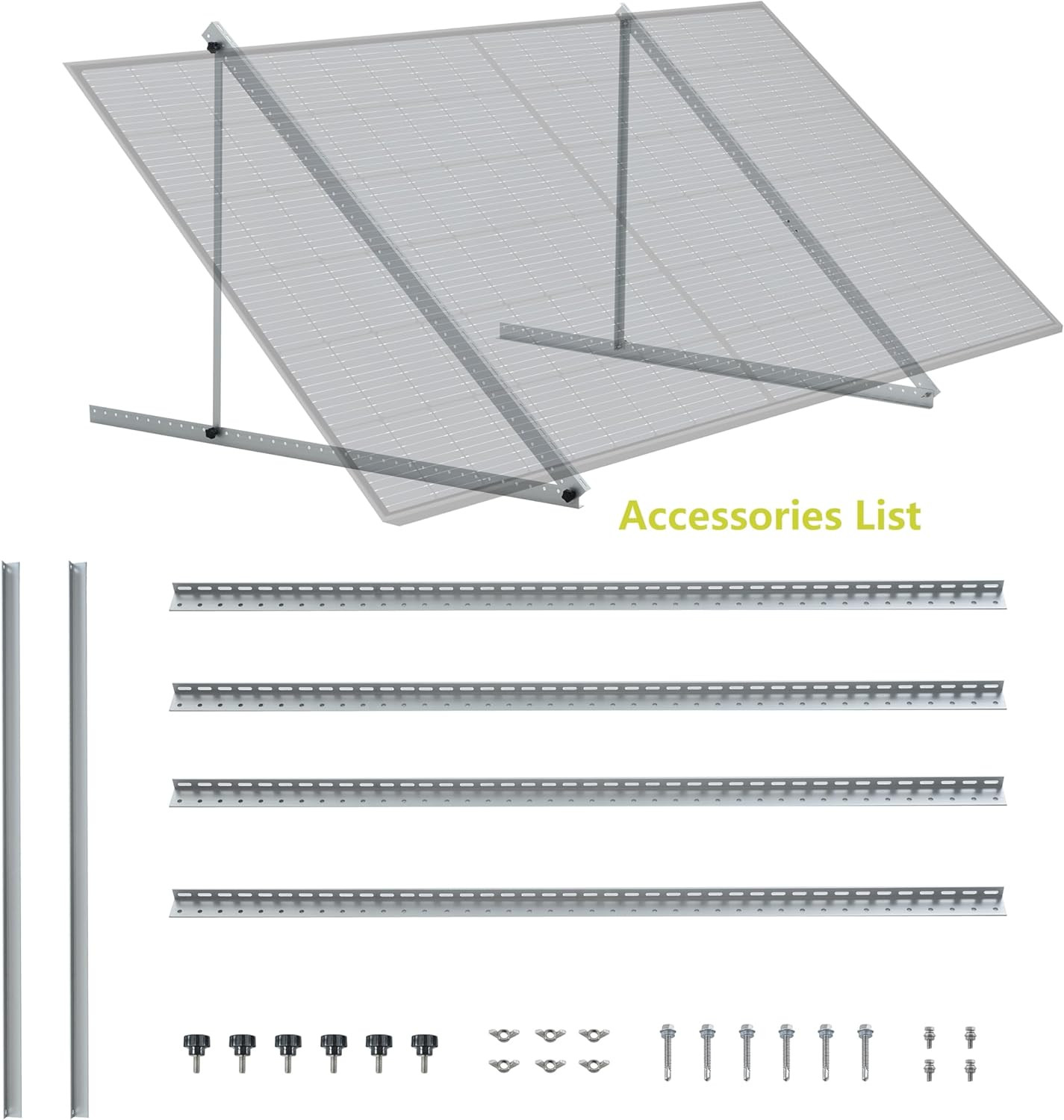 58″ Solar Panel Mount, 0 to 90° Adjustable Solar Panel Mounting Brackets, Alumin