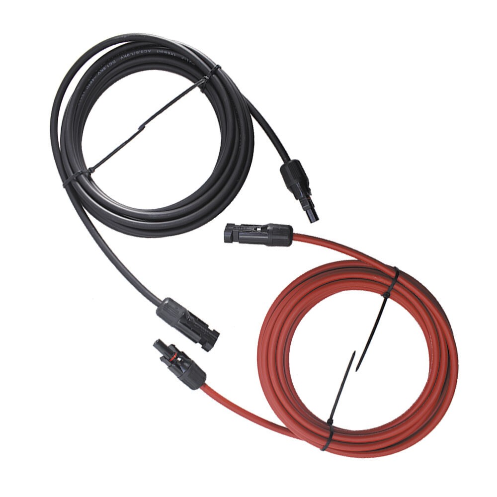 High Quality 10 AWG 15 FT Solar Panel Extension Cable Wire Connector Black + Red