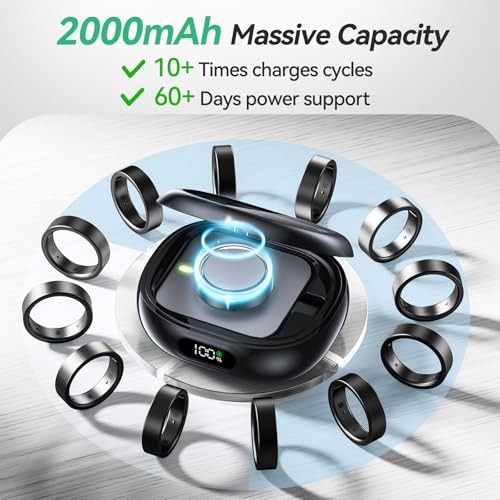 Portable Charging Case Compatible with Oura Ring Gen 5 & Gen 4 & 3, Black