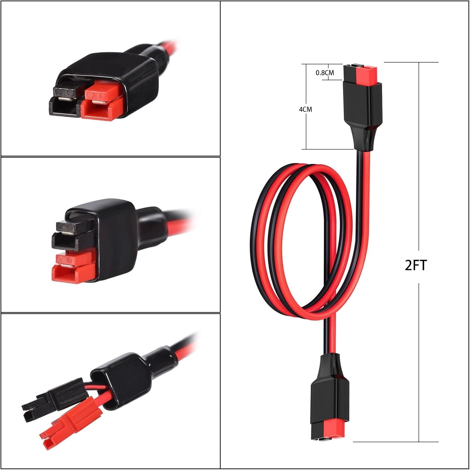 10AWG 2FT Anderson Extension Cable 2 6 10 20 35 50 75 100FT Solar Extension C…