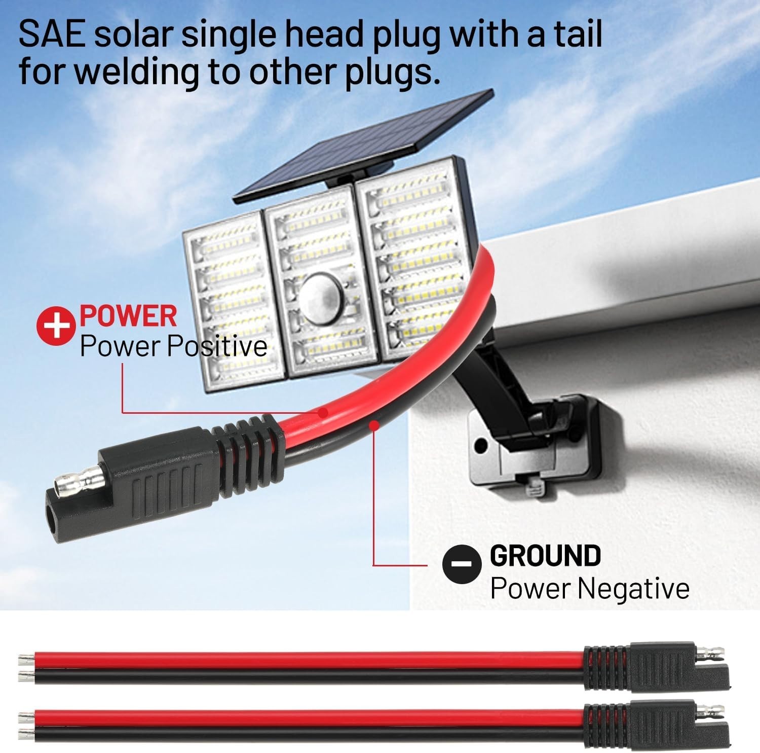 10AWG SAE Extension Cable 1FT 2-Pin Quick Disconnect Weatherproof 4 Pack