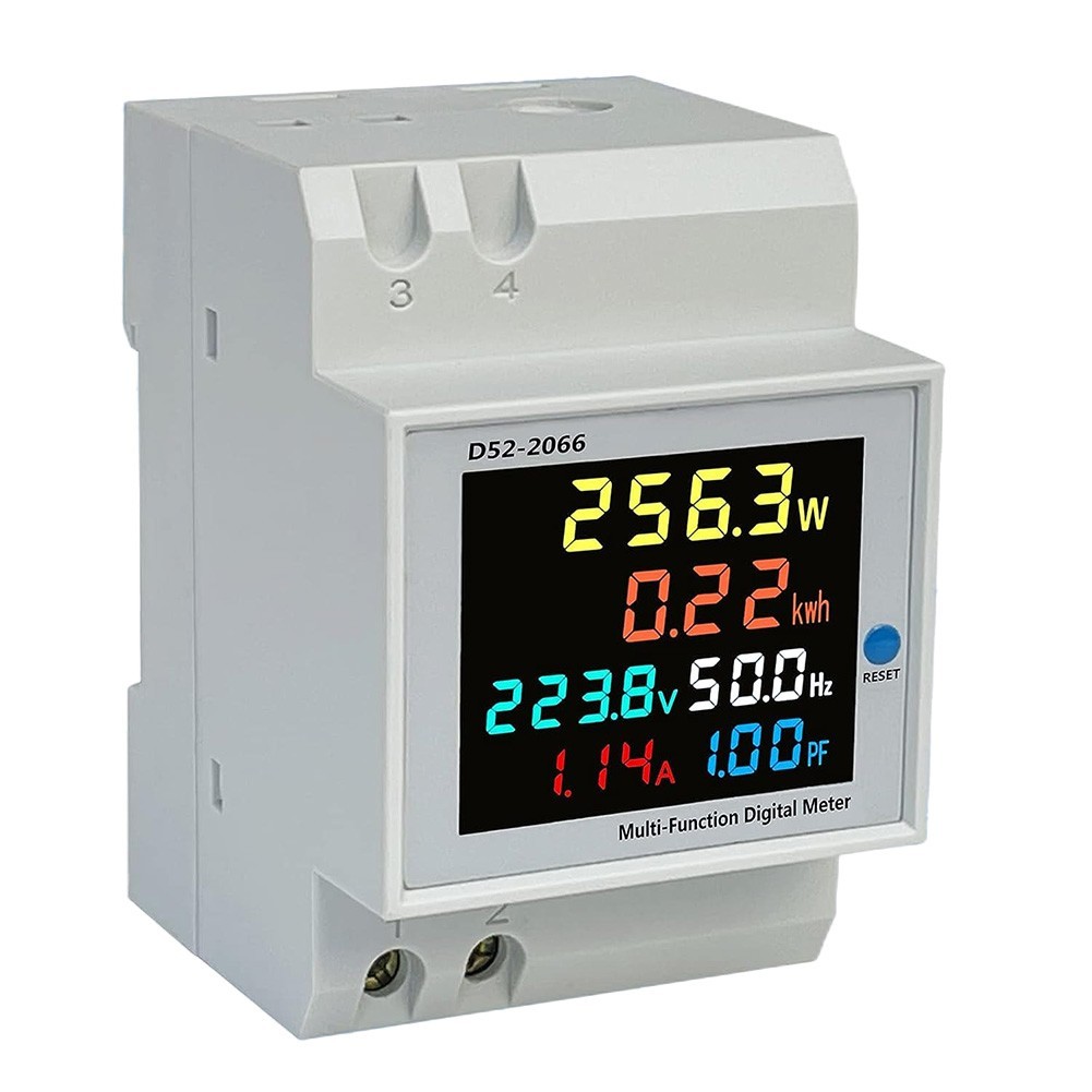 Brightness AC Power Meter 100A High Precision 6 In 1 AC Power Meter Din Rail