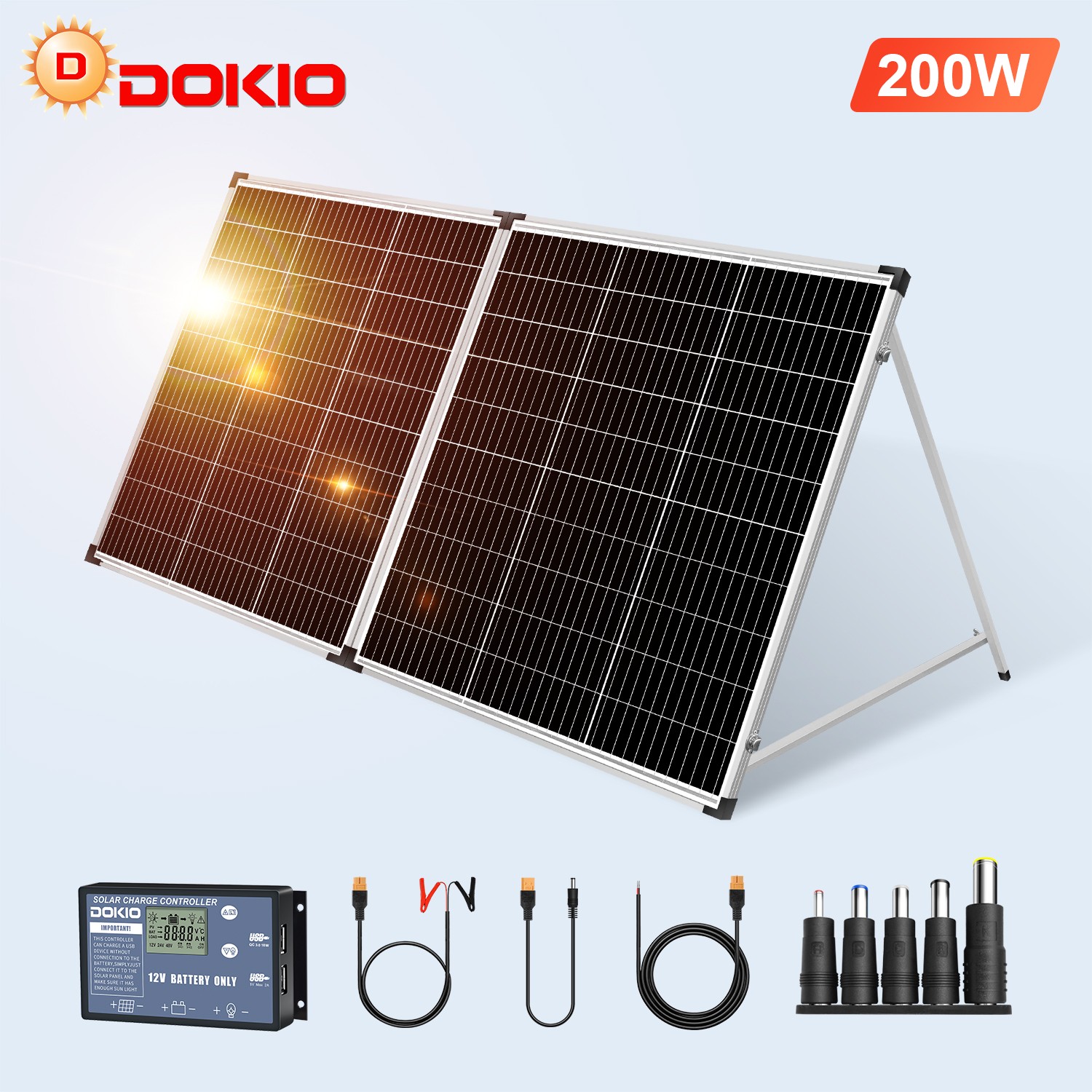 Mono 200W Rigid Folding Solar Panel, 12V for Boat, RV,Emergency & Off-Grid Power