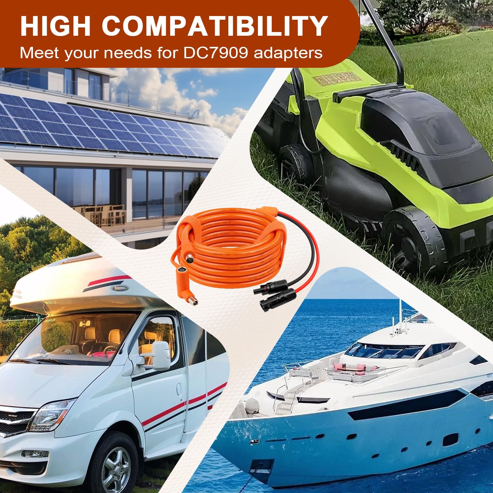 MOOKEERF Solar to DC 8mm Charge Extension Cable 6FT,12AWG+14AWG Solar Cable w…