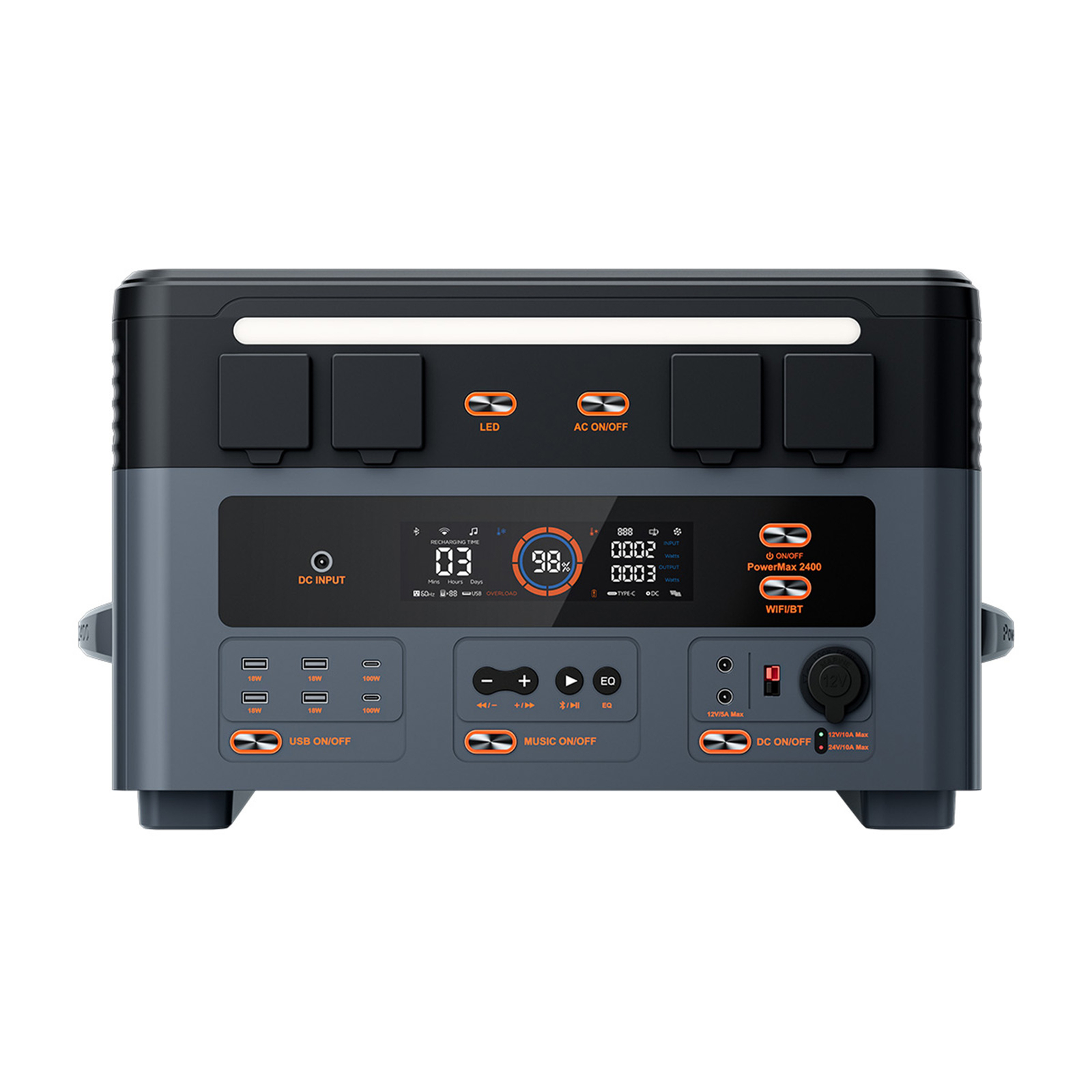 OSCAL Power Station 2400W 1872Wh Solar Generator Home Backup Dual Speakers Y2H9