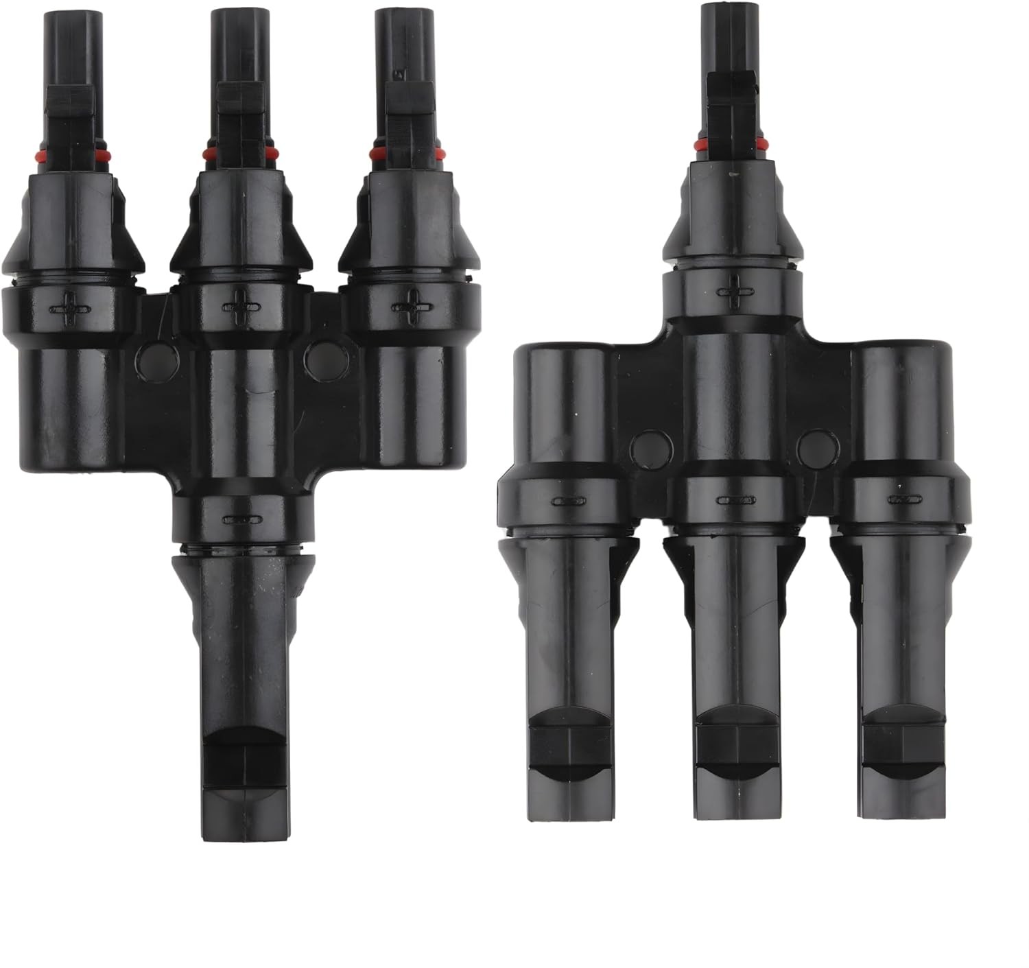 T-branch solar connector for splitting strings.