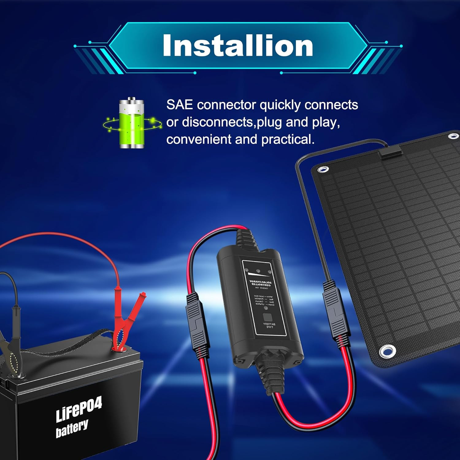 Solar Battery Charger Maintainer,Dump Trailer Battery Charger, Battery Mainta…