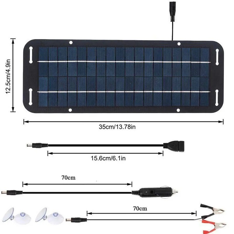 30W Solar Panel 12V Trickle Charger Battery Charger Kit Maintainer Boat Car RV
