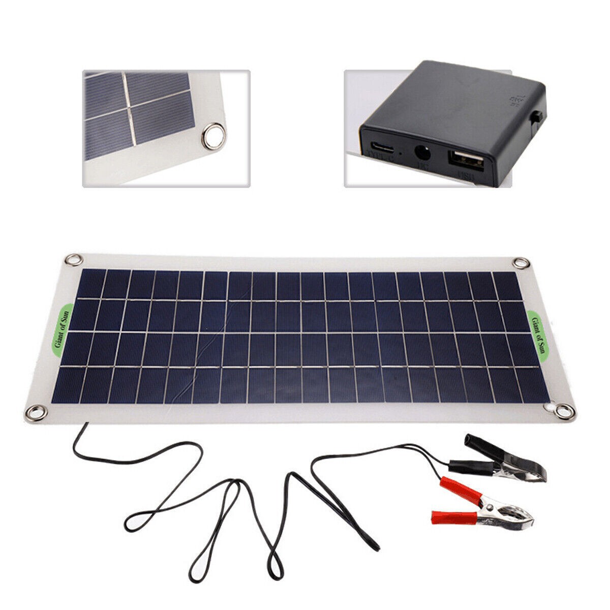 30W Solar Panel Kit 12V Battery Charger 10A-60A Controller Camping RV Marine