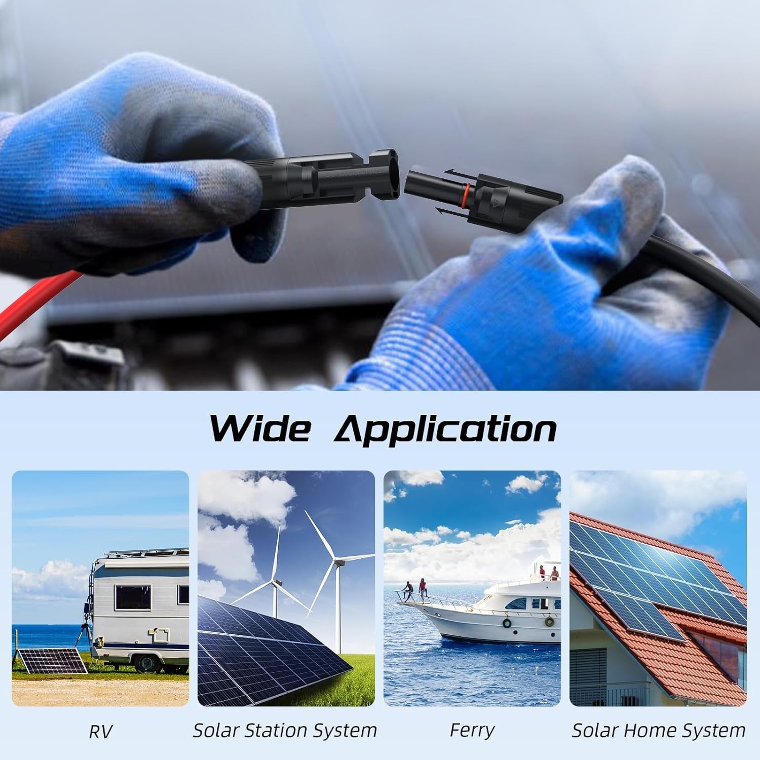 30FT 10AWG Solar Cable with Stable Lock Design