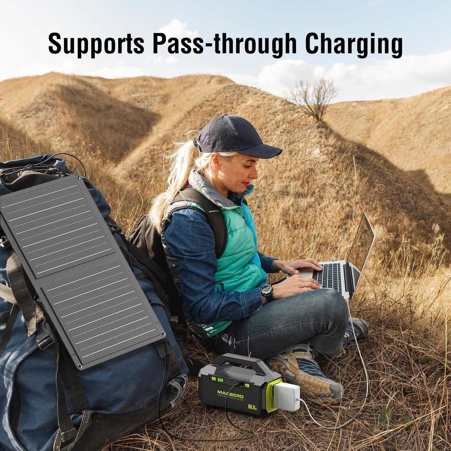 Portable Power Station 88.8Wh Camping Portable Charger with Flashlight High Lume