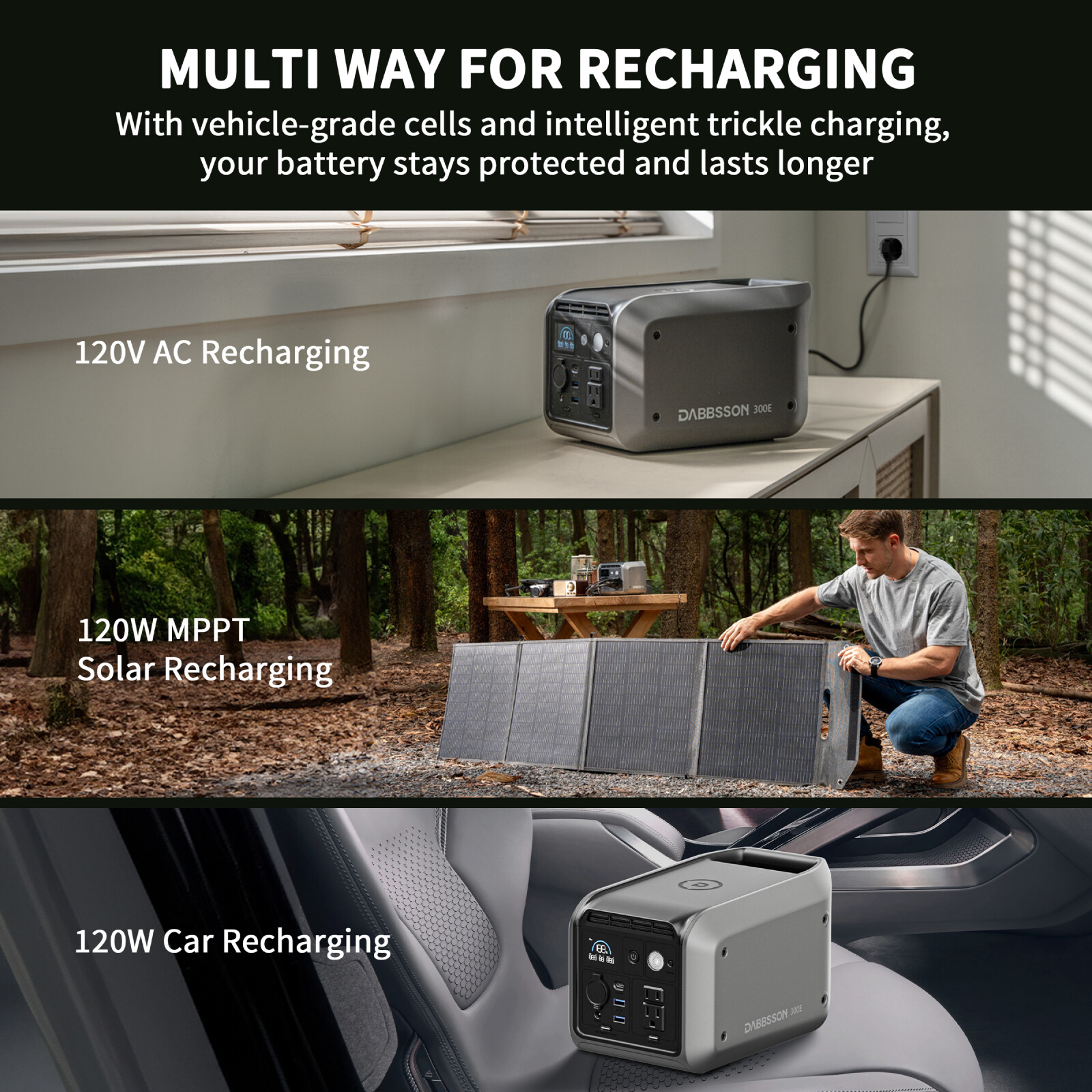 Dabbsson 300E Portable Power Station 298Wh 300W Solar Generator 4.3kg RV Camping