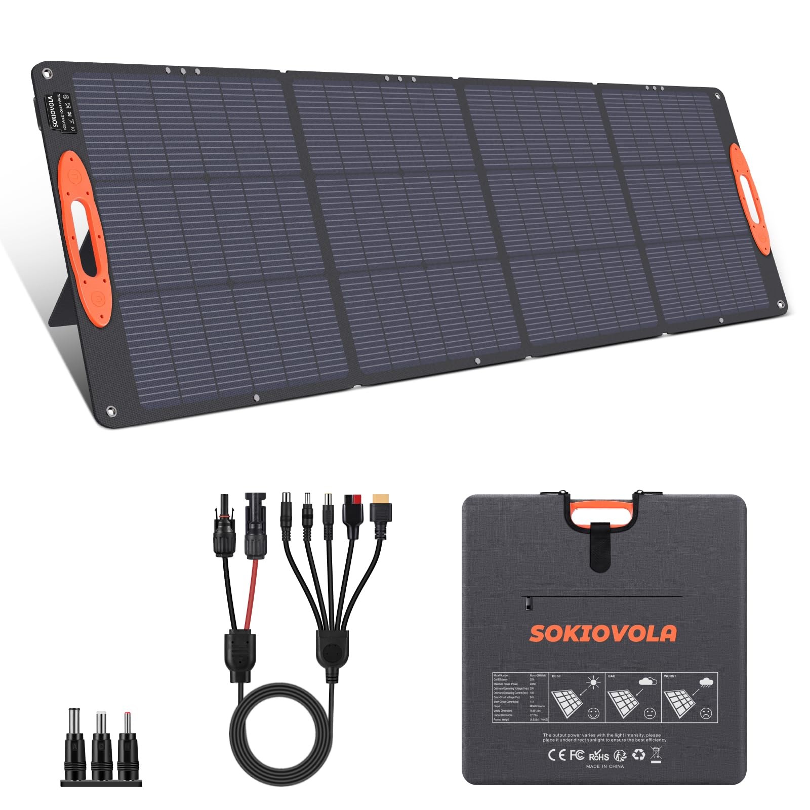N-Type 16BB 200W Portable Solar Panel for EF/Jackery/Bluetti/Anker Power Stat…