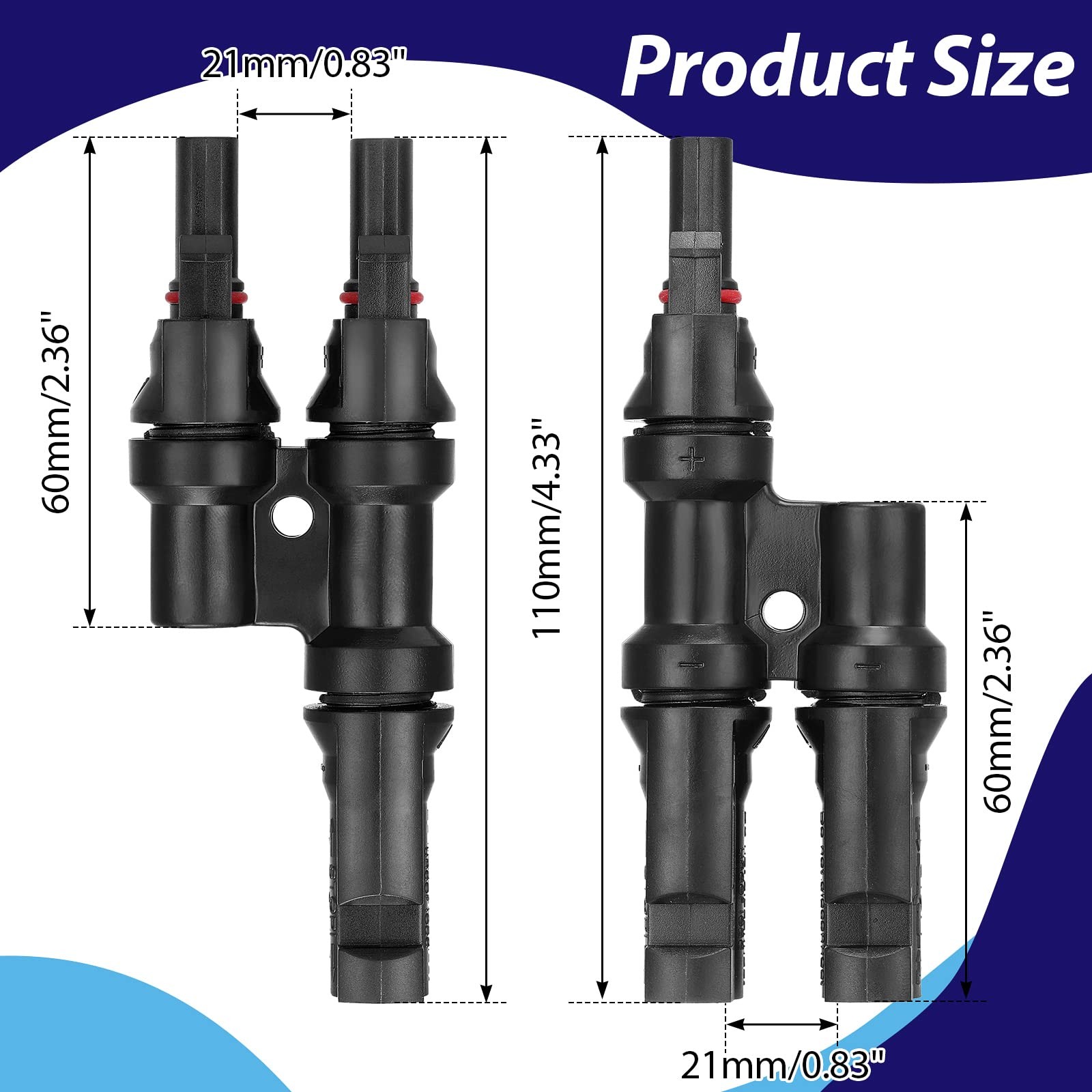 10 Pairs Solar Branch Connectors 2 to 1 Branch Y Connector for Parallel Conne…