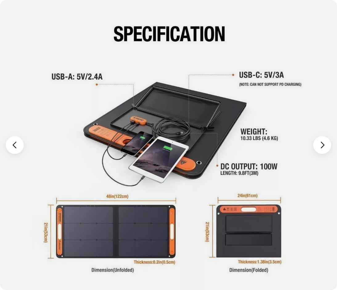 Jackery SolarSaga 100W Solar Panel (New In Box)