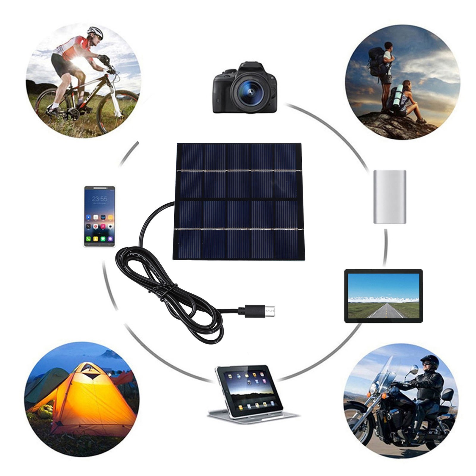 Solar Charging Panel 1.5W 5V Type C Port Waterproof Phone Mini Solar Panel NEW