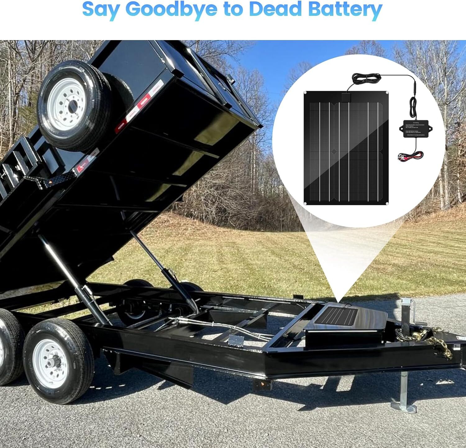 12V Solar Battery Charger Maintainer, 15W Solar Panel Kit for RV, Trailer, Truck