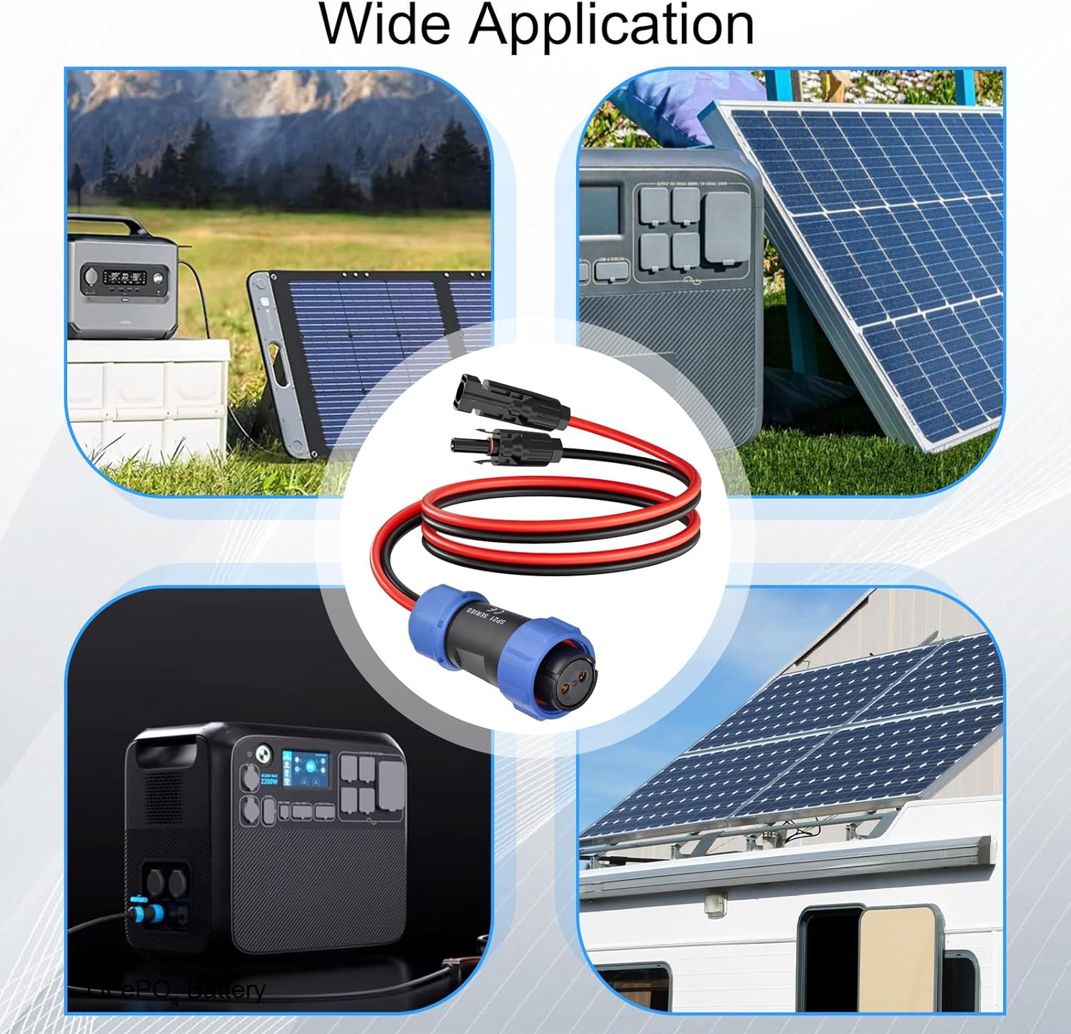 Aviation Plug to Solar Panel Cable, 12AWG 2FT Solar to Aviation Connector 12V/30