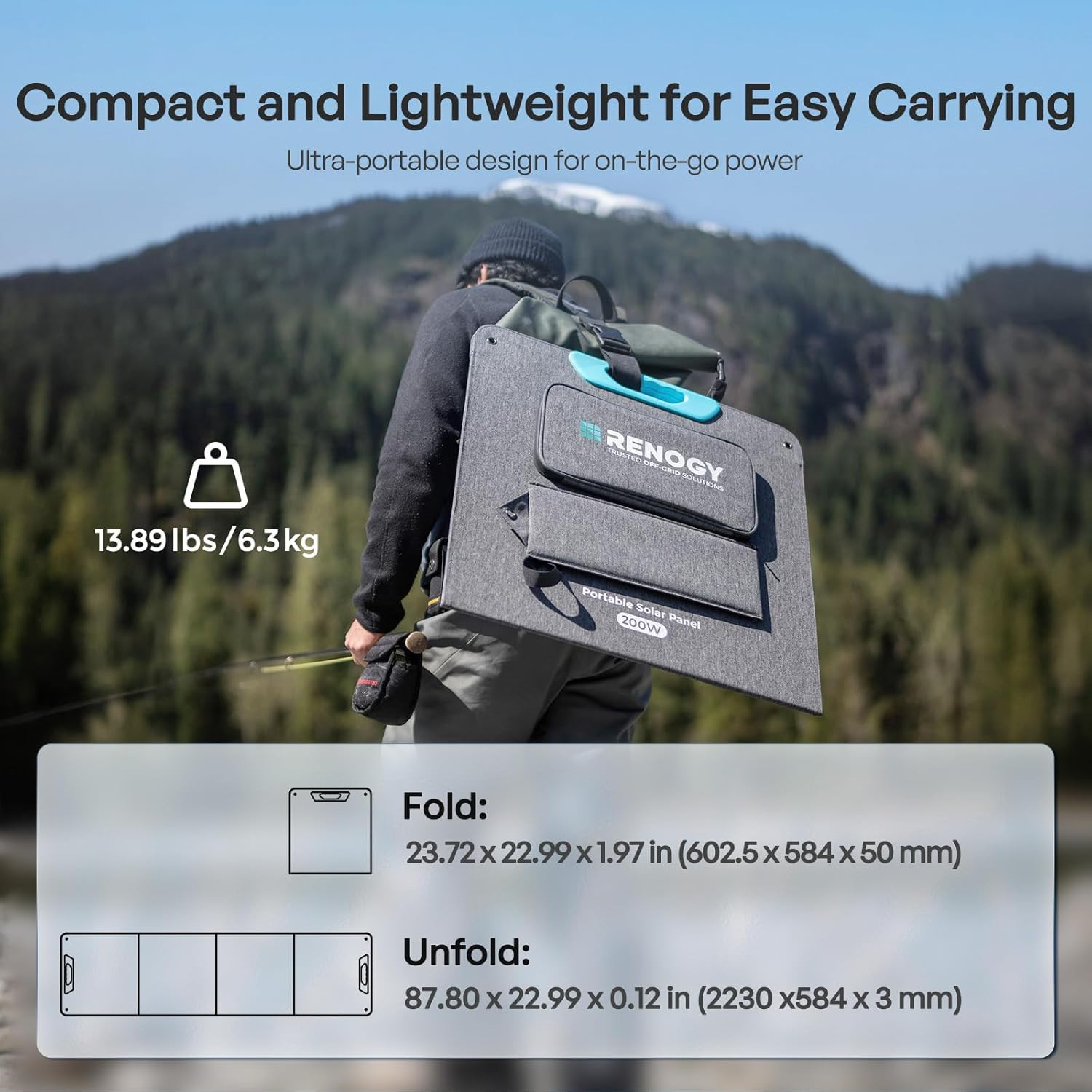 200W Portable Solar Panel, IP65 Waterproof Foldable Solar Panel Power Backup, So