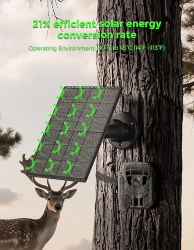 Solar Panel for Trail Camera 6V/1.5A, 5200mAh Battery Charger, IP66 Waterproof